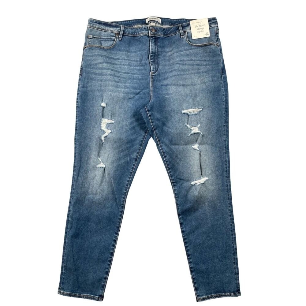New‎ Abercrombie & Fitch Jeans 37/24 Plus Super Skinny High Rise Distressed